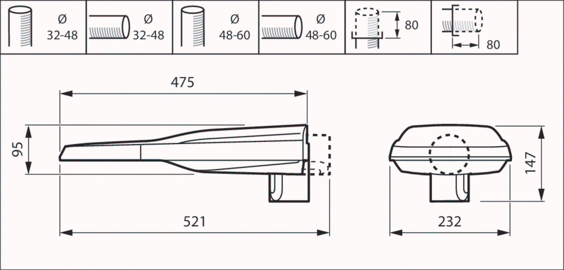 LumiStreet gen2, Road & street light, 40 W, 6210 lm, 3000 K, CRI70, Safety class II, IP66 – Bild 4 von 4