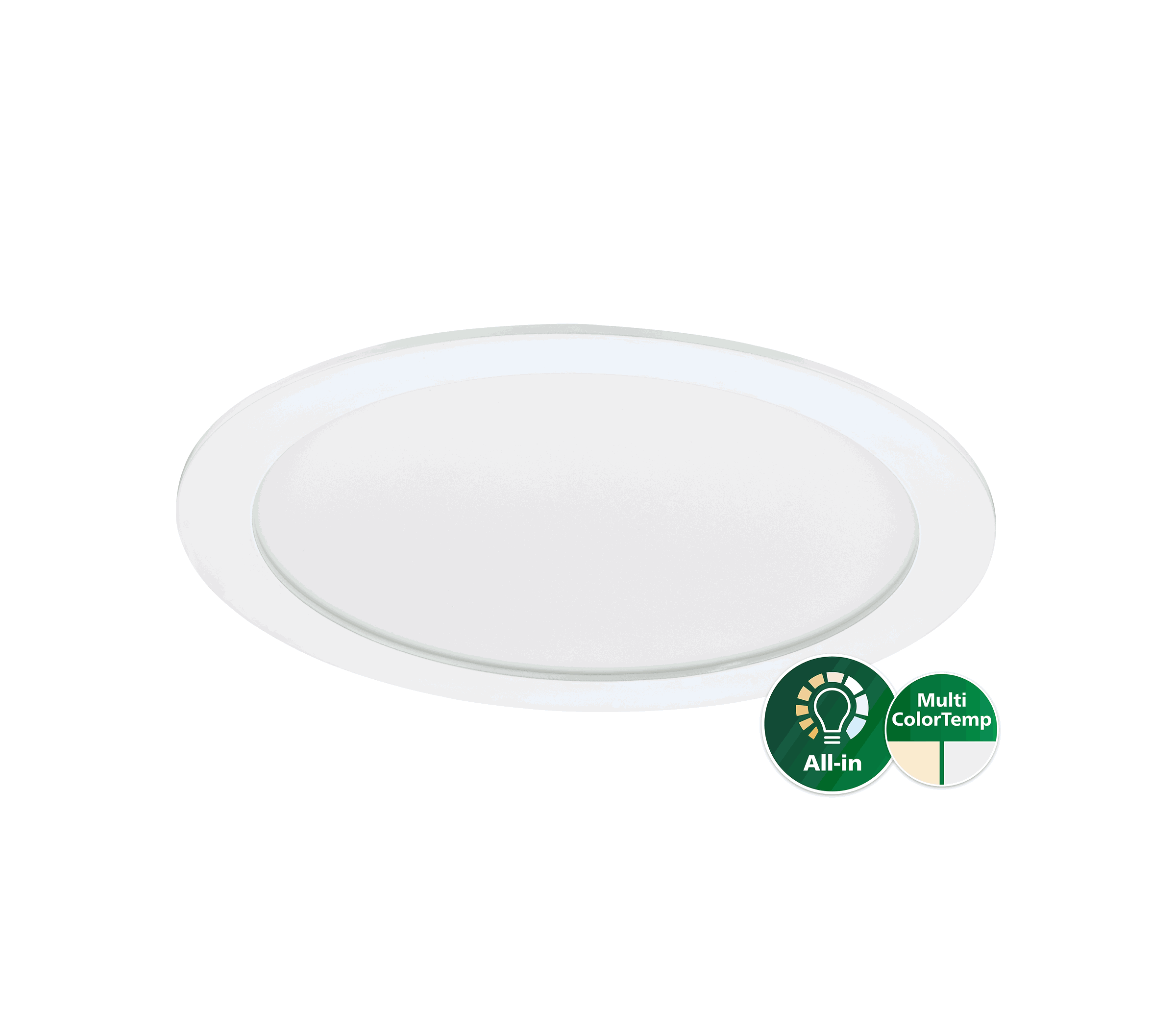 CoreLine Slim Downlight, All-in, 21 W, D205 mm, 2100 lm, 3000 K, 4000 K, Matt, IP20/44