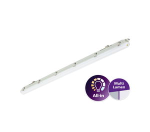 Ledinaire Feuchtraumleuchte WT065C klassisch, All-in, 53 W, 30 W, L1500 mm, 4100 lm, 6800 lm, 4000 K, Symmetrisch, Opal, IP65, IK08, TW1-ready