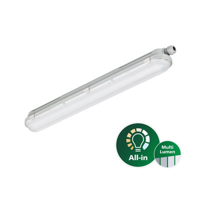 CoreLine Feuchtraumleuchte G3, All-in, 25 W, 14.6 W, L600 mm, 2400 lm, 2900 lm, 3500 lm, 4000 lm, 4000 K, Symmetrisch, Klar, IP66, IK08