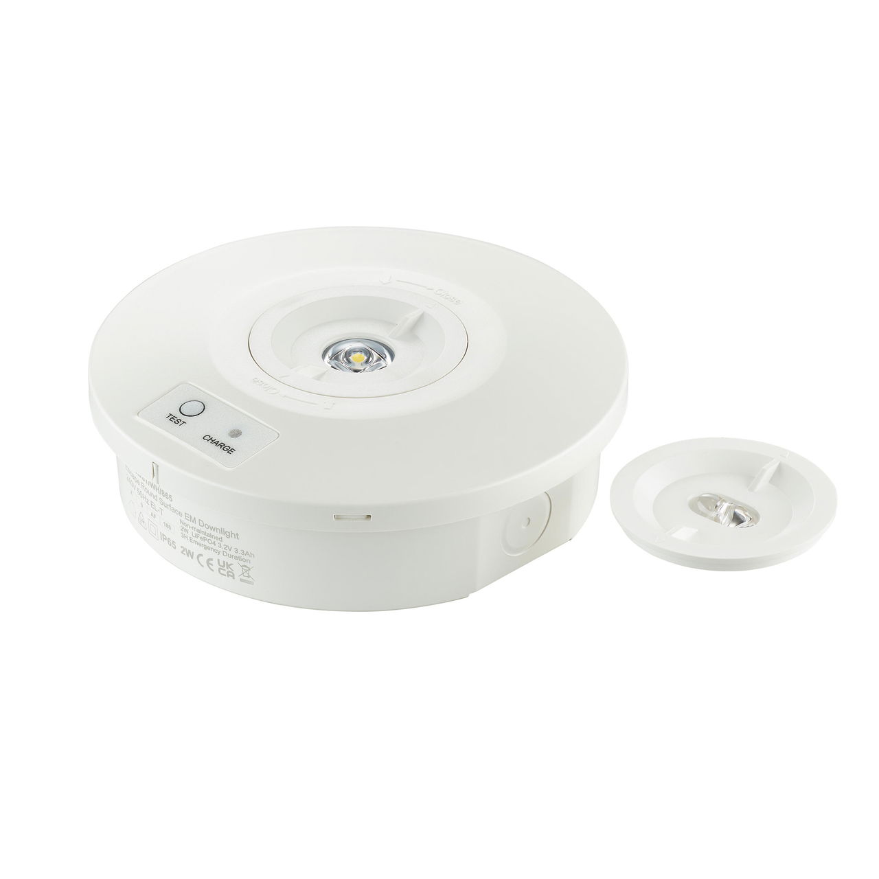 Notfall-Anbaudownlight, 2 W, 2 W, D155mm  H46 mm, 273 lm, 6500 K, IP65, ELP3h – Bild 3 von 5