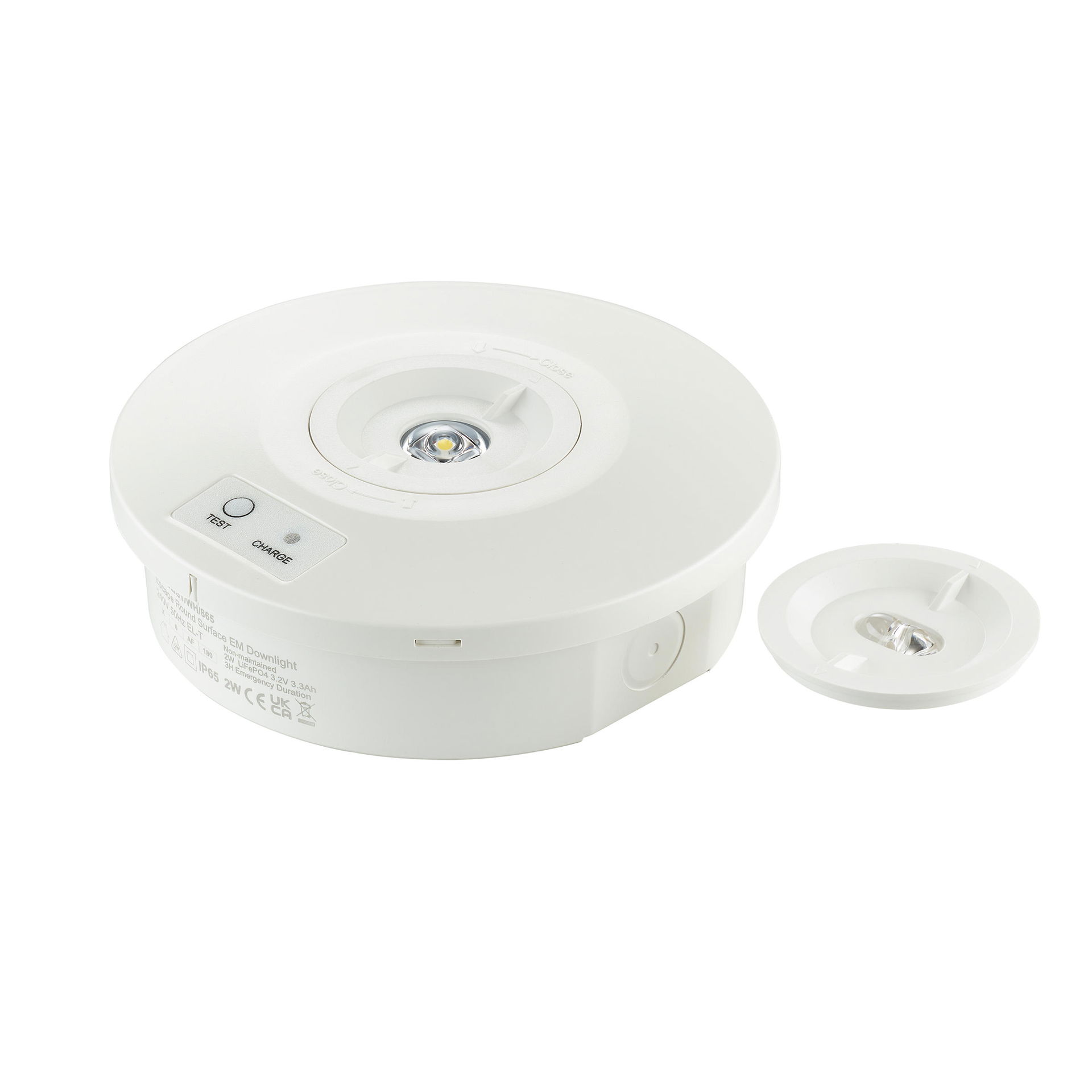 Notfall-Anbaudownlight, 2 W, 2 W, D155mm  H46 mm, 273 lm, 6500 K, IP65, ELP3h – Bild 3 von 5