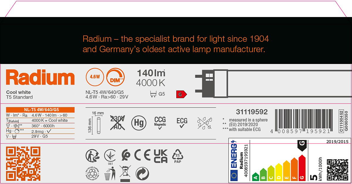 Leuchtstofflampe Standard , NL-T5 4W/640/G5 – Bild 10 von 10