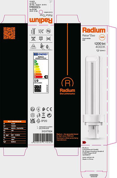 Kompaktleuchtstofflampe Ralux® Duo , RX-D 18W/840/G24D – Bild 10 von 10