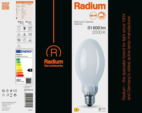 Natriumdampf-Hochdrucklampe , RNP-E/LR 250W/S/230/E40 – Bild 9 von 10