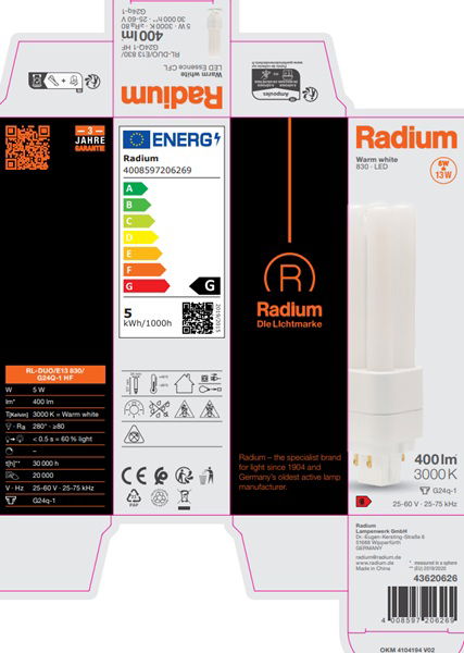 LED EssenceDuo/E - Retrofit f. Ralux Duo/E, RL-DUO/E13 830/G24Q-1 HF – Bild 10 von 11