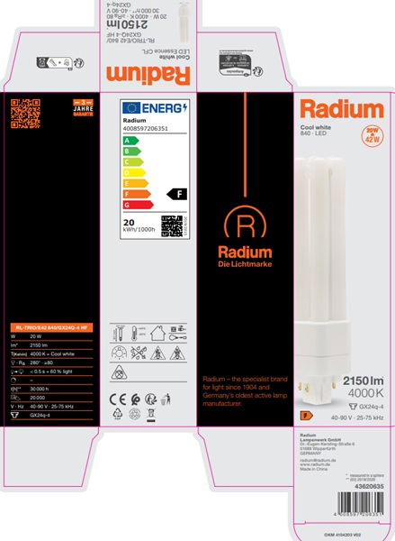 LED EssenceTrio/E - Retrofit f. Ralux Trio/E, RL-TRIO/E42 840/GX24Q-4 HF – Bild 10 von 11