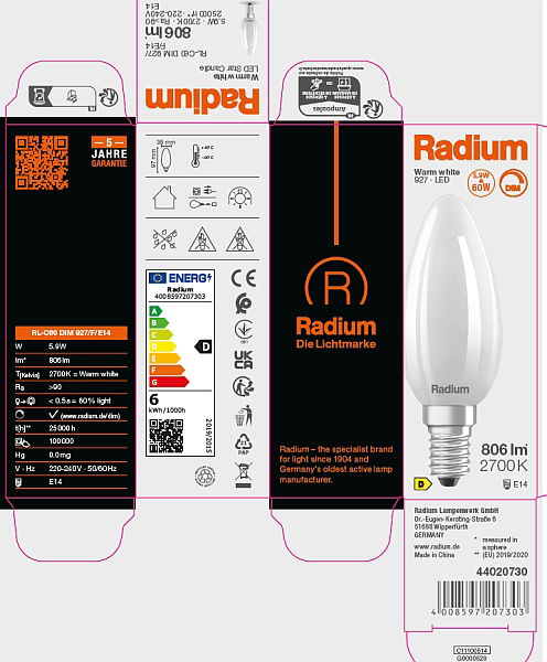 LED Star Kerzenform matt, RL-C60 DIM 927/F/E14 – Bild 9 von 10