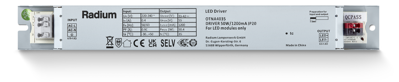 Treiber für DC-LED-Lampen und -Module, DRIVER 50W/1200mA IP20 – Bild 2 von 3