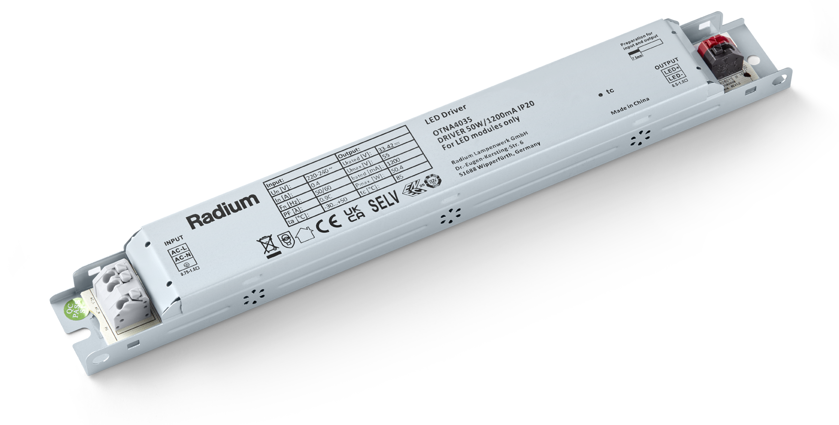 Treiber für DC-LED-Lampen und -Module, DRIVER 50W/1200mA IP20