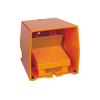 Fußschalter, Harmony XPE, einfach, Metall, orange, 1-stufig, 2Ö+2S, IP66, mit Schutzhaube, mit Analogausgang, mit Verriegelung
