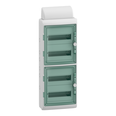Verteiler für Reiheneinbaugeräte, Mureva Feuchtraumverteilertechnik, 4x12 reihen, Steckklemmen