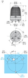 Drehspiegelleuchte, Harmony XVR, 100mm, grün, integrierte LEDs, mit Buzzer, 100-230V AC