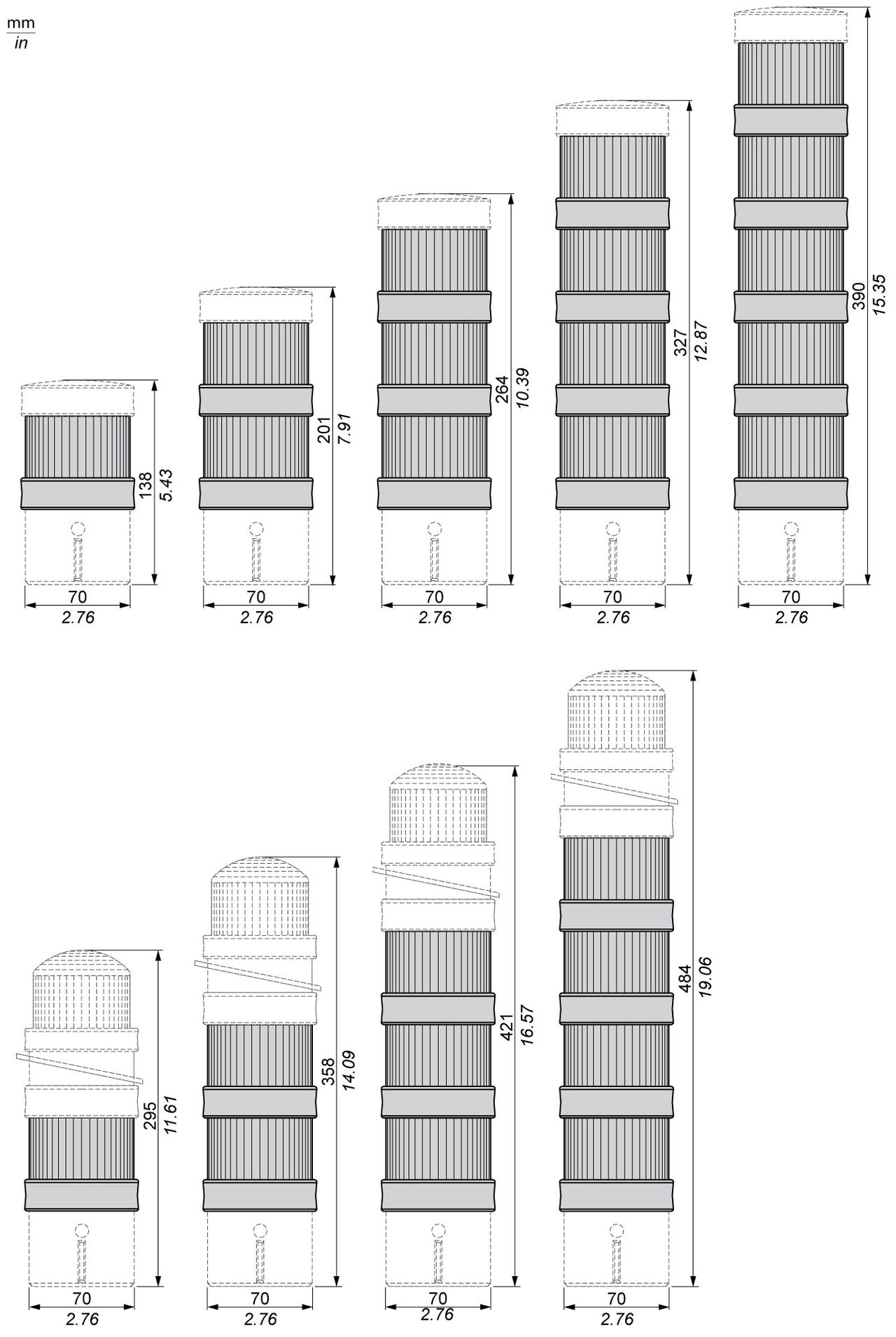 Leuchtelement, Blinklicht, grün, 48-230V AC