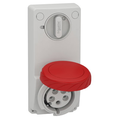 Anbausteckdose verriegelt, 32A, 3p+N+E, 380-415 V AC, IP65