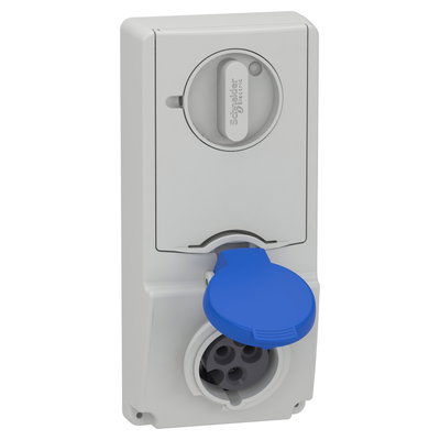 Anbausteckdose verriegelt, 16A, 2p+E, 200-250 V AC, IP44