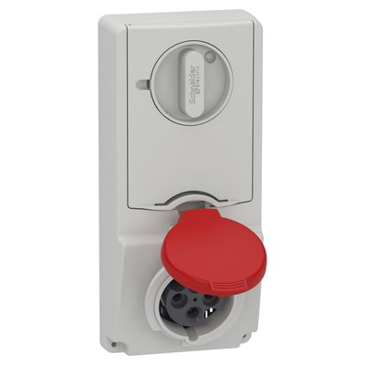 Anbausteckdose verriegelt, 16A, 3p+E, 380-415 V AC, IP44