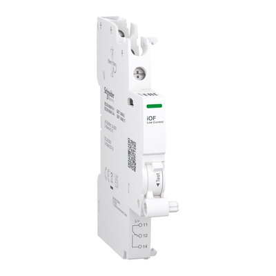 Hilfskontakt, Acti9, iOF, 2mA bis 100mA, 24VAC bis 250VAC, 24VDC bis 220VDC, Anschluss oben
