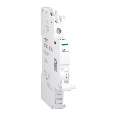 Hilfskontakt, Acti9, iOF, 2mA bis 100mA, 24VAC bis 250VAC, 24VDC bis 220VDC, Anschluss oben
