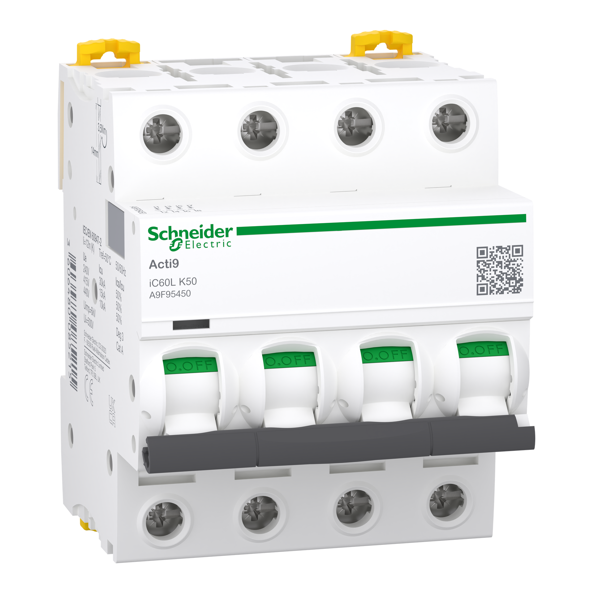 Leitungsschutzschalter iC60L, 4P, 50A, K-Charakteristik, 15kA