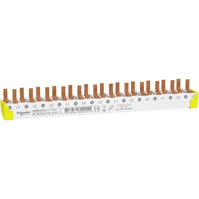 Phasenschiene für FI/LS, ablängbar, 3P+N, 12 Module für 6 FI/LS, 80A