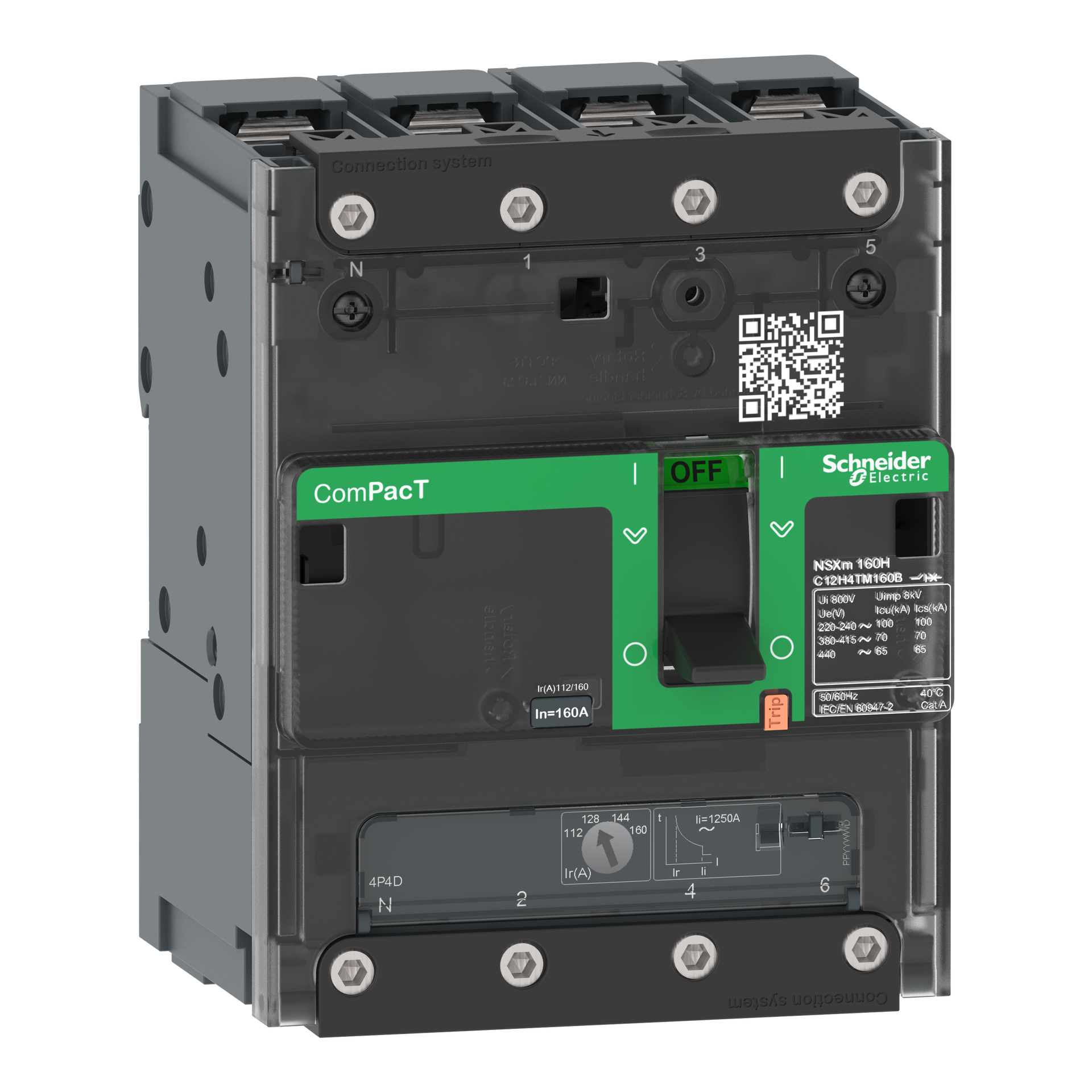 Kompaktleistungsschalter ComPacT NSXm 63A TM63D 4P3D 70kA/415V Sammelschienenanschluss