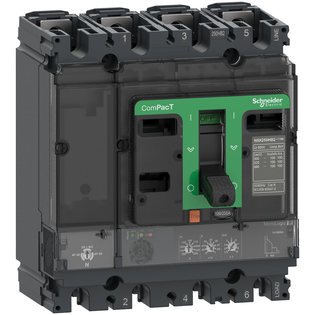 Kompaktleistungsschalter ComPacT NSX250F mit Micrologic 2.2 4P4D 36-100A,36kA/415V AC – Bild 2 von 3