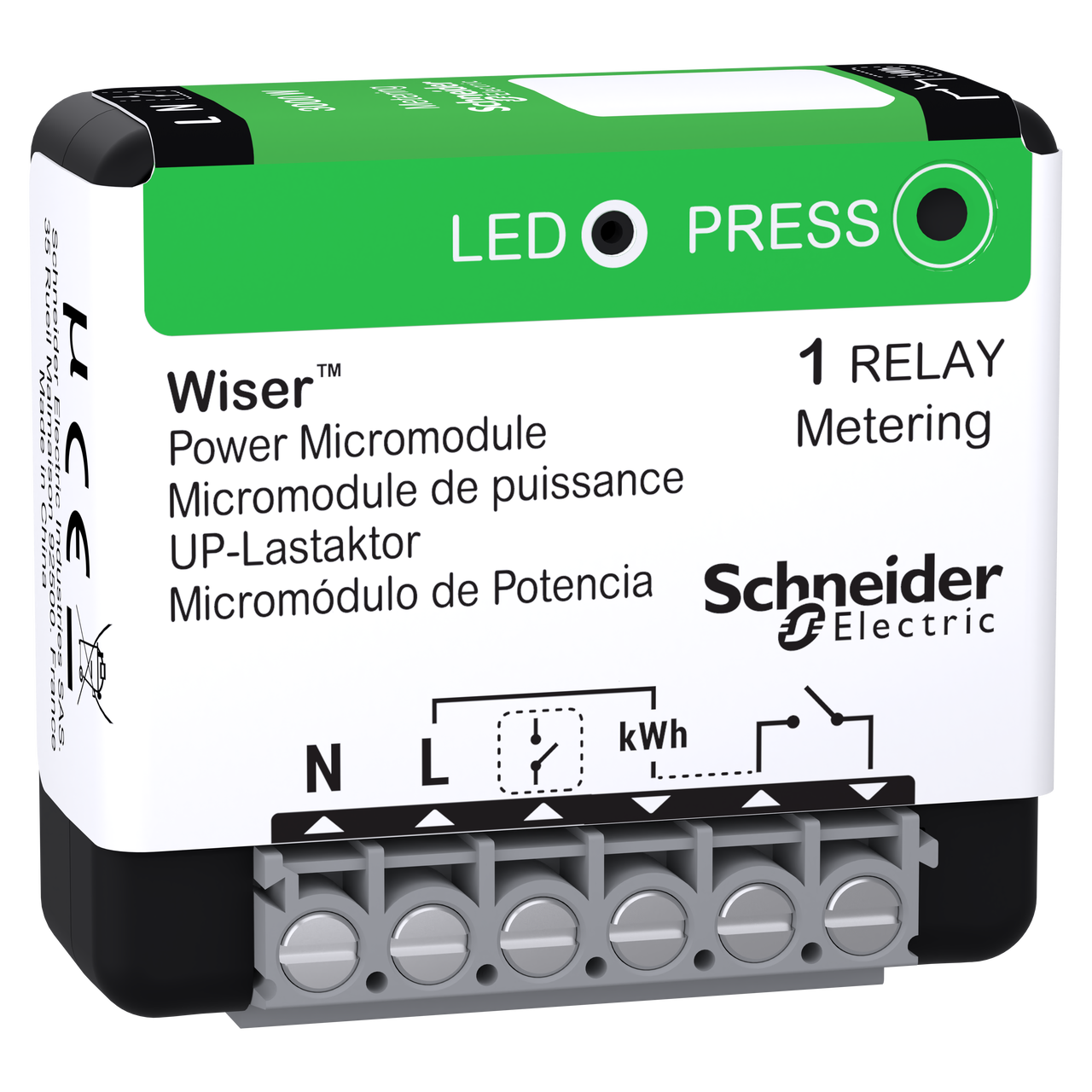 Wiser UP-Lastaktor, Schalten und Messen von Lasten bis zu 3000W, Energie messen, Wiser Home, 230V AC, ZigBee