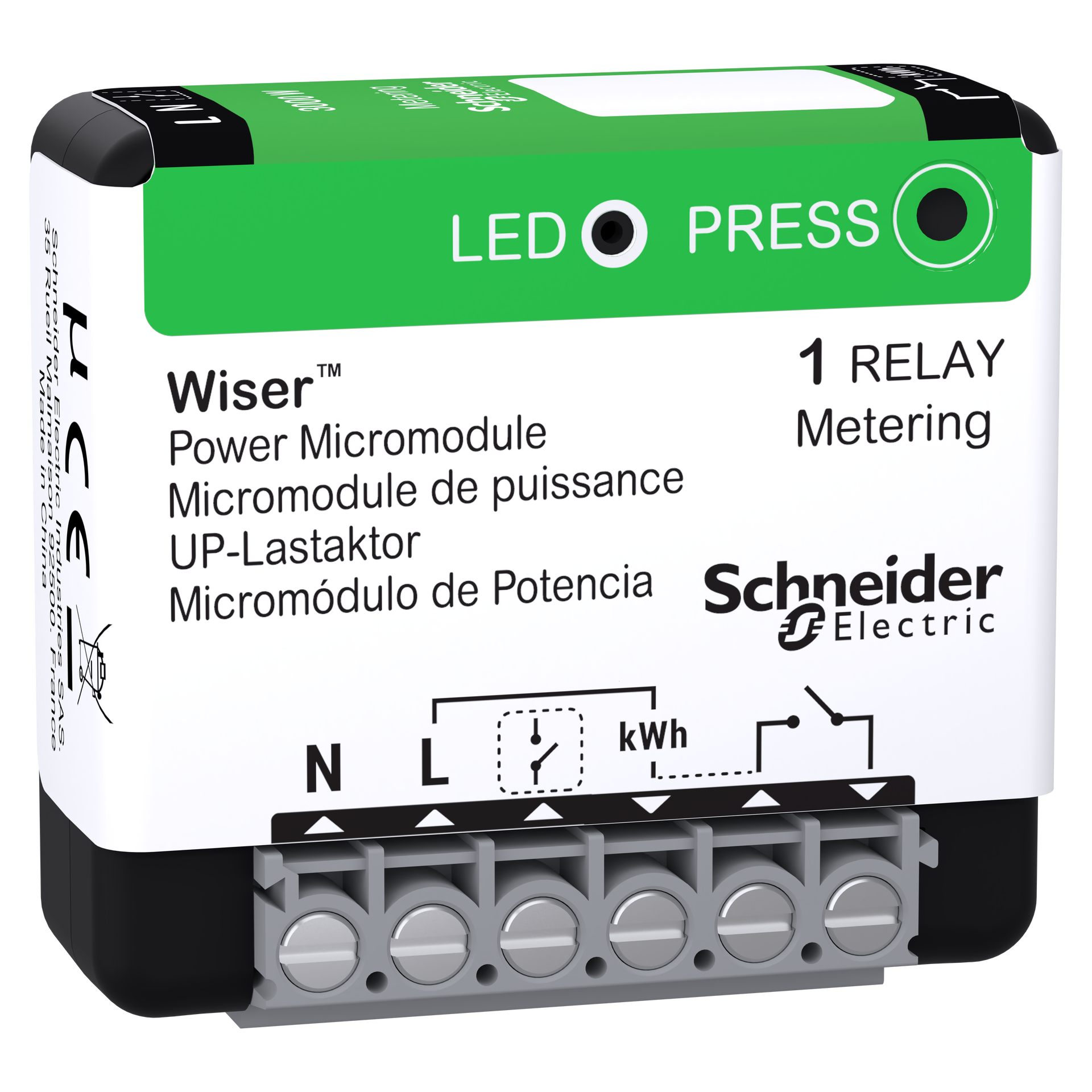 Wiser UP-Lastaktor, Schalten und Messen von Lasten bis zu 3000W, Energie messen, Wiser Home, 230V AC, ZigBee