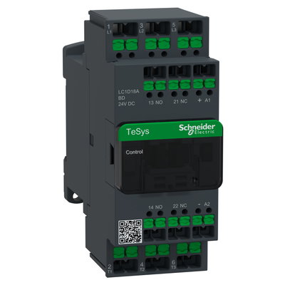 Leistungsschütz LC1D 3p, +1S+1Ö, 7,5 kW, 18 A, 400 V AC3, Spule 24 V DC, SnapIN