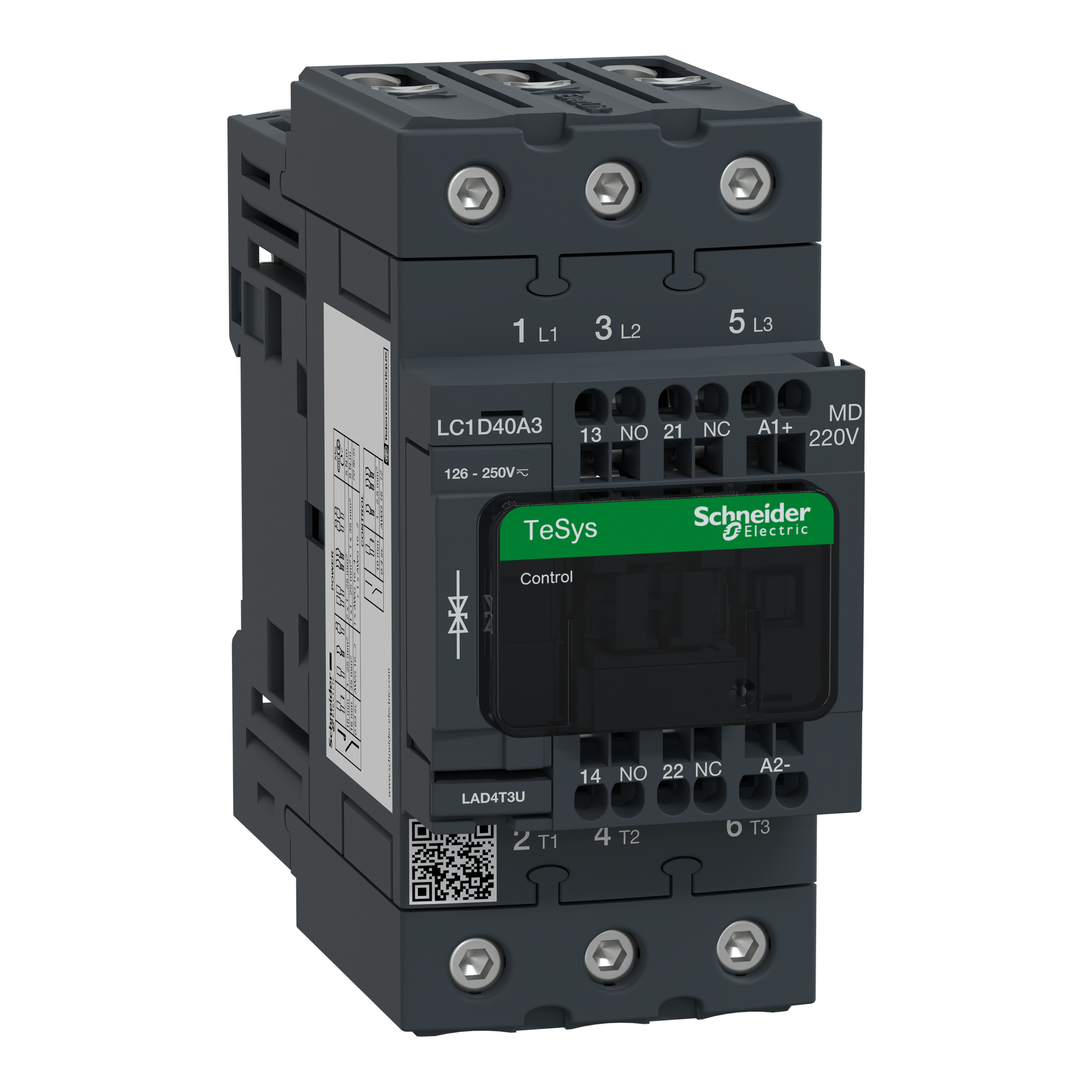 Leistungsschütz LC1D 3p, +1S+1Ö, 18.5 kW, 40 A, 400 V AC3, Spule 220 V DC