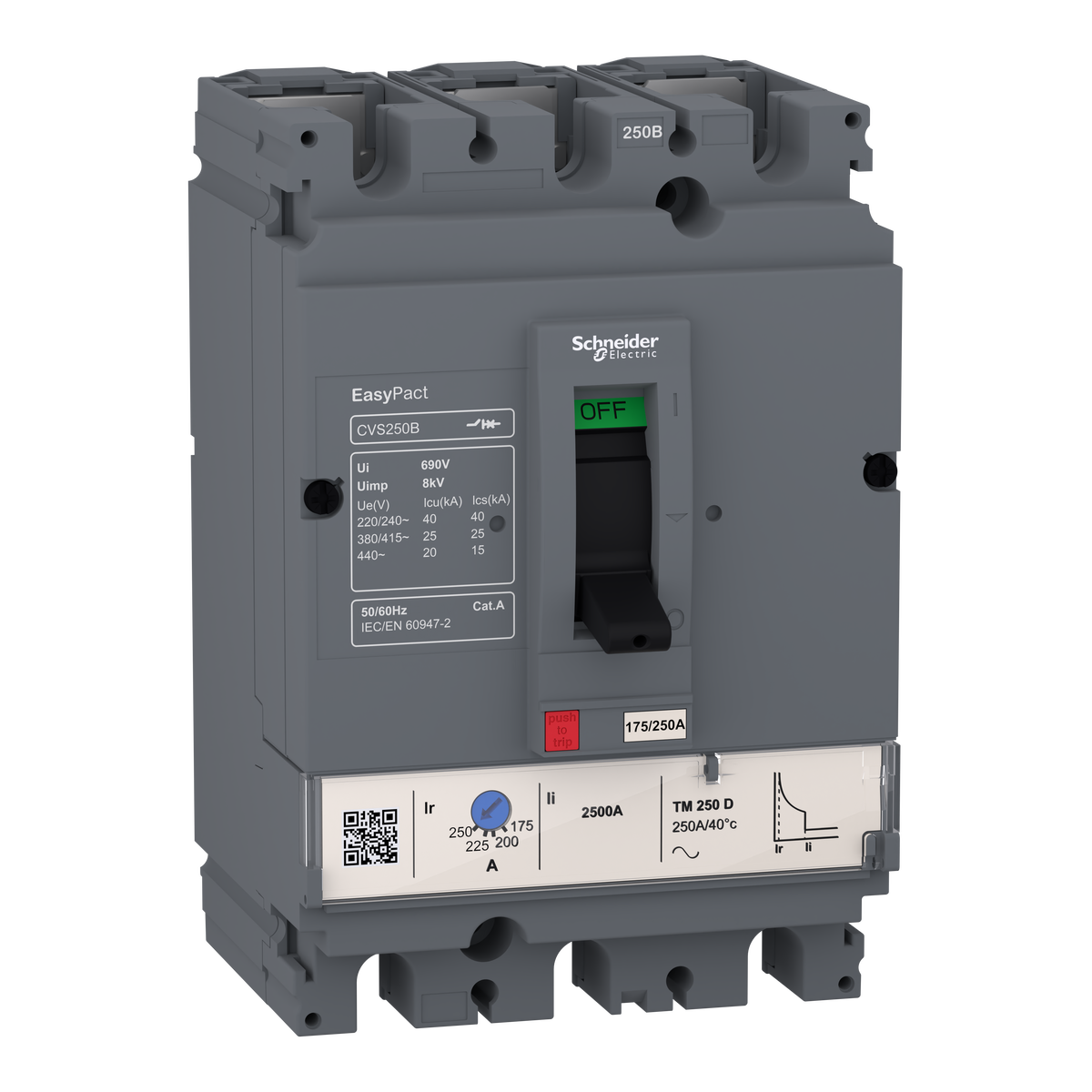 EasyPact CVS100B Leistungsschalter, 25 kA bei 415 VAC, 3P 3d, TM-D 63 A Auslöser