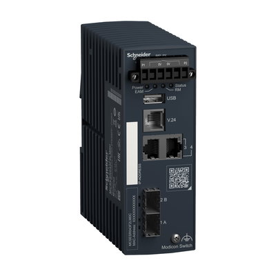 Modicon Redundancy Switch - 2 Ports Kupfer (2TX 10/100 Mbit/s) + 2 SFP-Ports (10/100 Mbit/s), Schutzlackierung