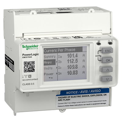 PowerLogic Energiezähler EM3570, DIN Ethernet Modbus TCP/IP + BACnet/IP, 24VDC, Rogowski Spulen Eingang, 3-phasig