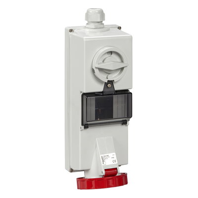 Steckdose mit Verriegelung, 32A, 3p+N+E, 380-415 V AC, IP65, Aufputz