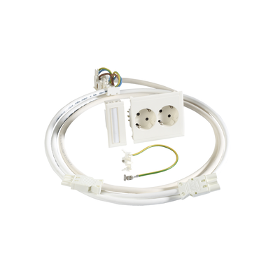 Doppelsteckdo SF+Wielandstecker+Kabel H05VV-F3G 2.5qmm 2x1,4m RAL9010 Typ:CYB-PS