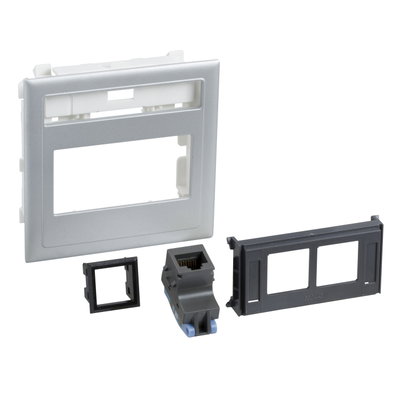 Anschlußsatz flach 2XActassi 250 cat6 UTP Aluminiumeffect Typ:CYB-DP