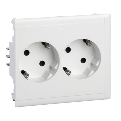 Schukosteckdose CYB-PS 37grad Slave 2fach 16A/250V anreih Master/Slave weiß 9016