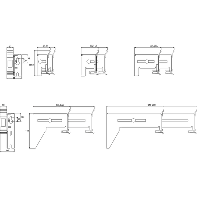 TTA-TN110 VERSTELLBARE KONSOLE fuer Wandhalterung 110-170MM