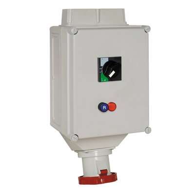 Wandsteckdose verrieg. m. LS-Schalter+Vigi , 125A, 3p+E, 380-415V AC, IP65