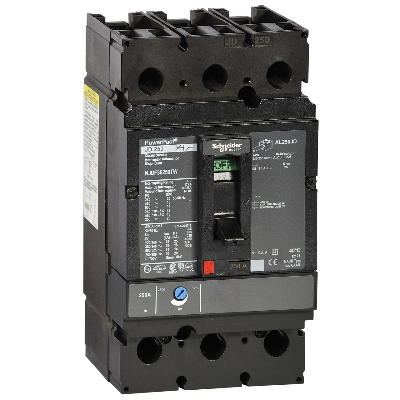 PowerPact 250a TM200a 3P 65kA