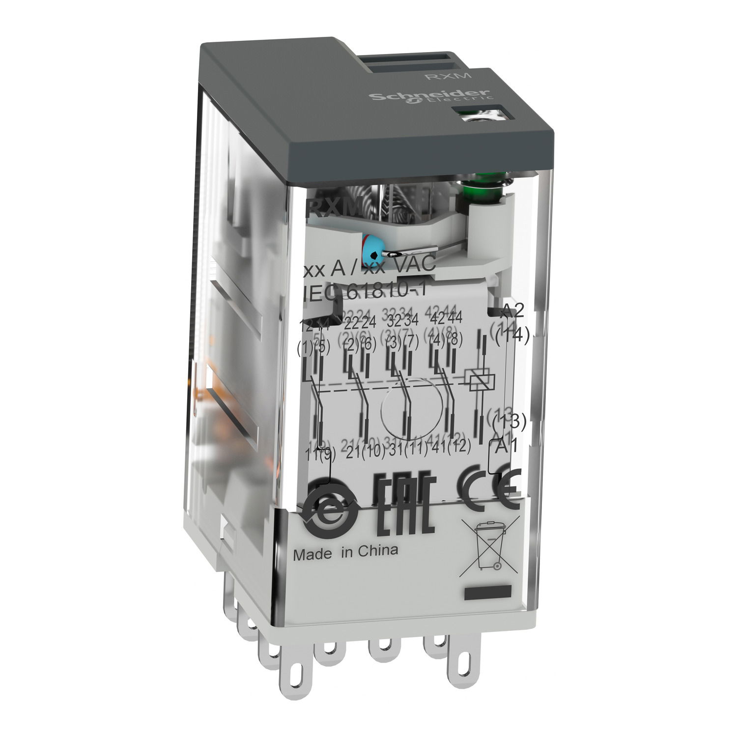 Miniaturrelais, Easy Harmony RXM2L, 3A, 4W, 36V DC, mit LED – Bild 2 von 7