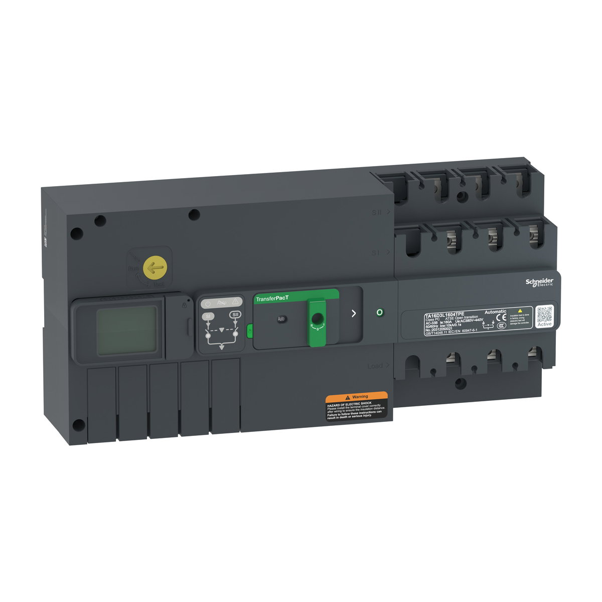 TransferPacT Active TA160, automatische Netzumschaltung, 80A, 3P, LCD, 400VAC
