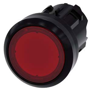 Drucktaster, beleuchtet, 22mm, rund, Kunststoff, rot, Druckknopf