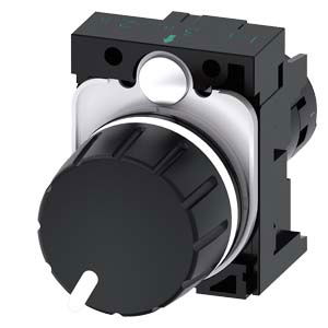 Potentiometer, 22mm, rund, Kunststoff, schwarz, 10 kOhm, mit Halter