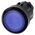 Drucktaster, beleuchtet, 22mm, rund, Kunststoff, blau, Druckknopf