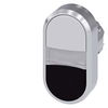 Doppeldrucktaster, beleuchtet, 22mm, rund, Metall, hochglanz, weiß, schwarz