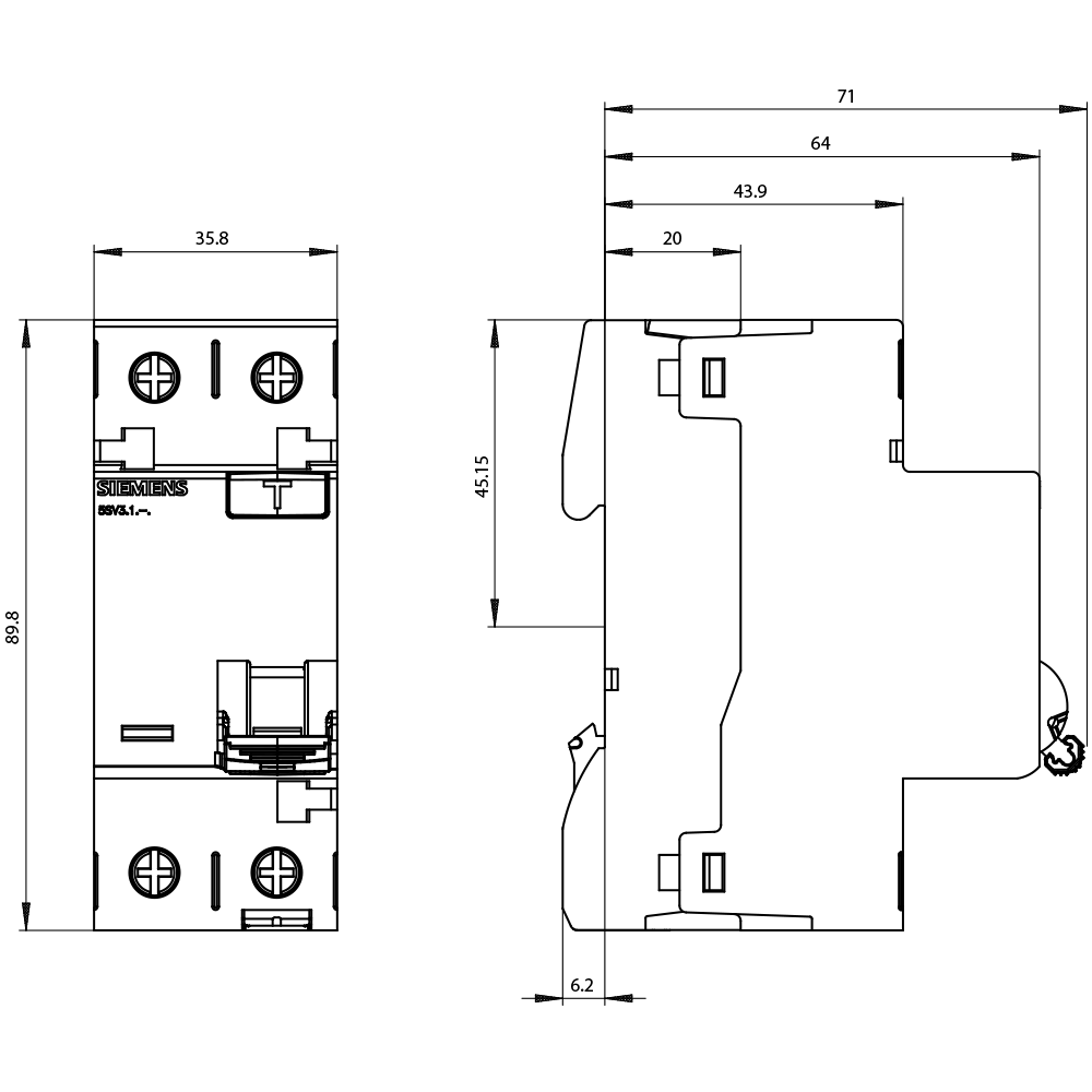 FI-Schutzschalter, 2-polig, Typ A, In: 25 A, 30 mA, Un AC: 230 V – Bild 7 von 9