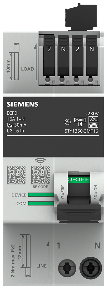 ECPD mit Mess-/Kommunikationsfunktion RCD Typ F 30mA In: 16A, 230V AC, 75kA 1+N – Bild 3 von 5