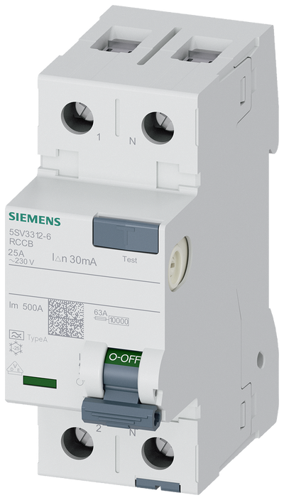 FI-Schutzschalter, 2-polig, Typ A, In: 25 A, 30 mA, Un AC: 230 V